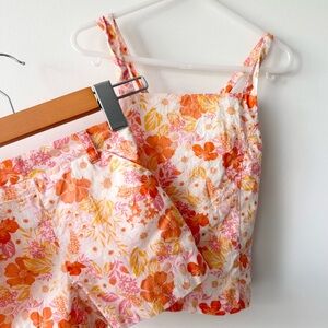 Floral Matching Set- Orange and White